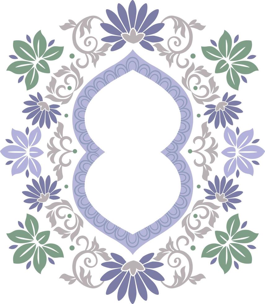 Art deco frame in floral theme vector