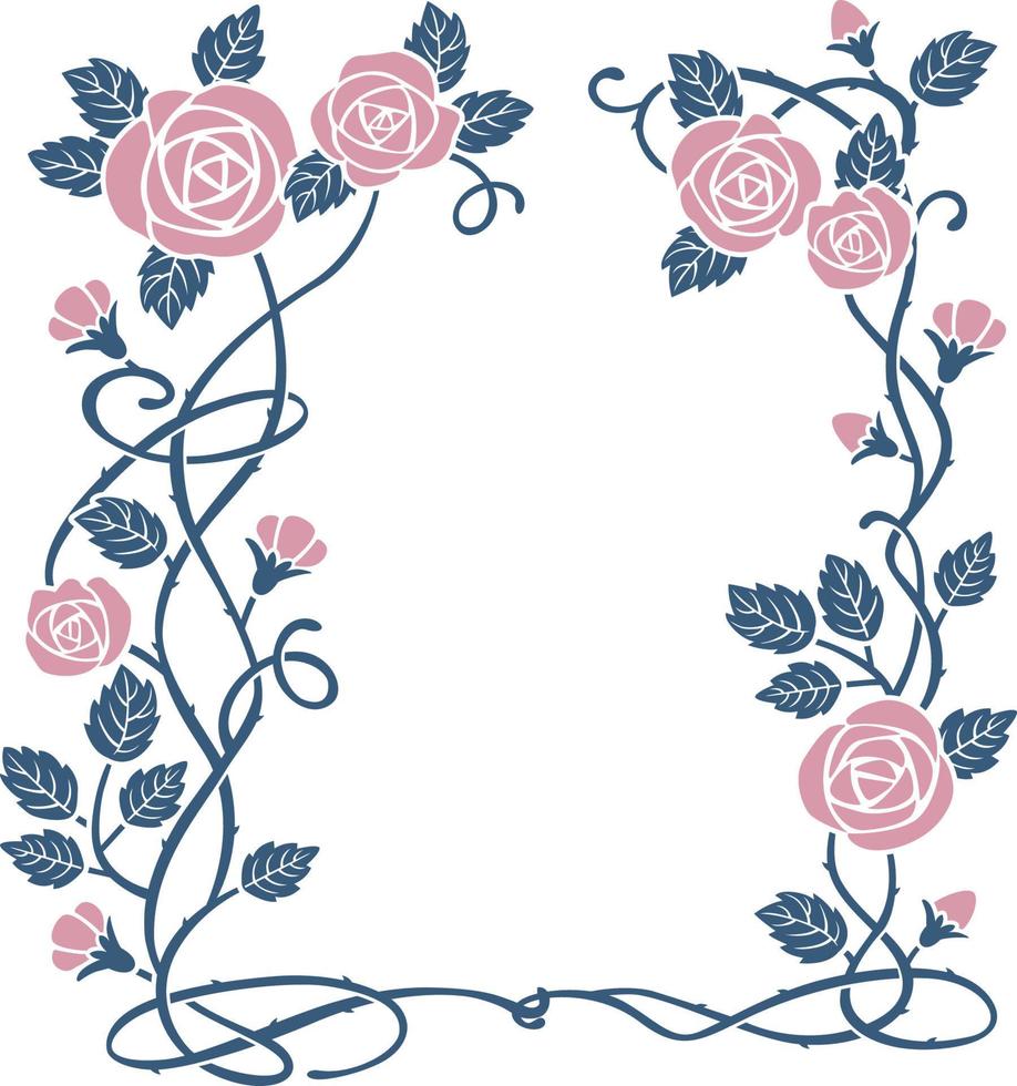 Art deco frame in rose theme vector