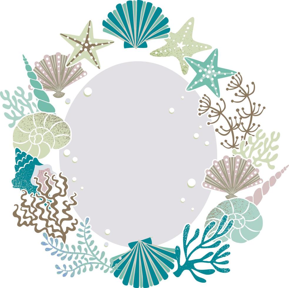 Art deco frame in ocean theme vector