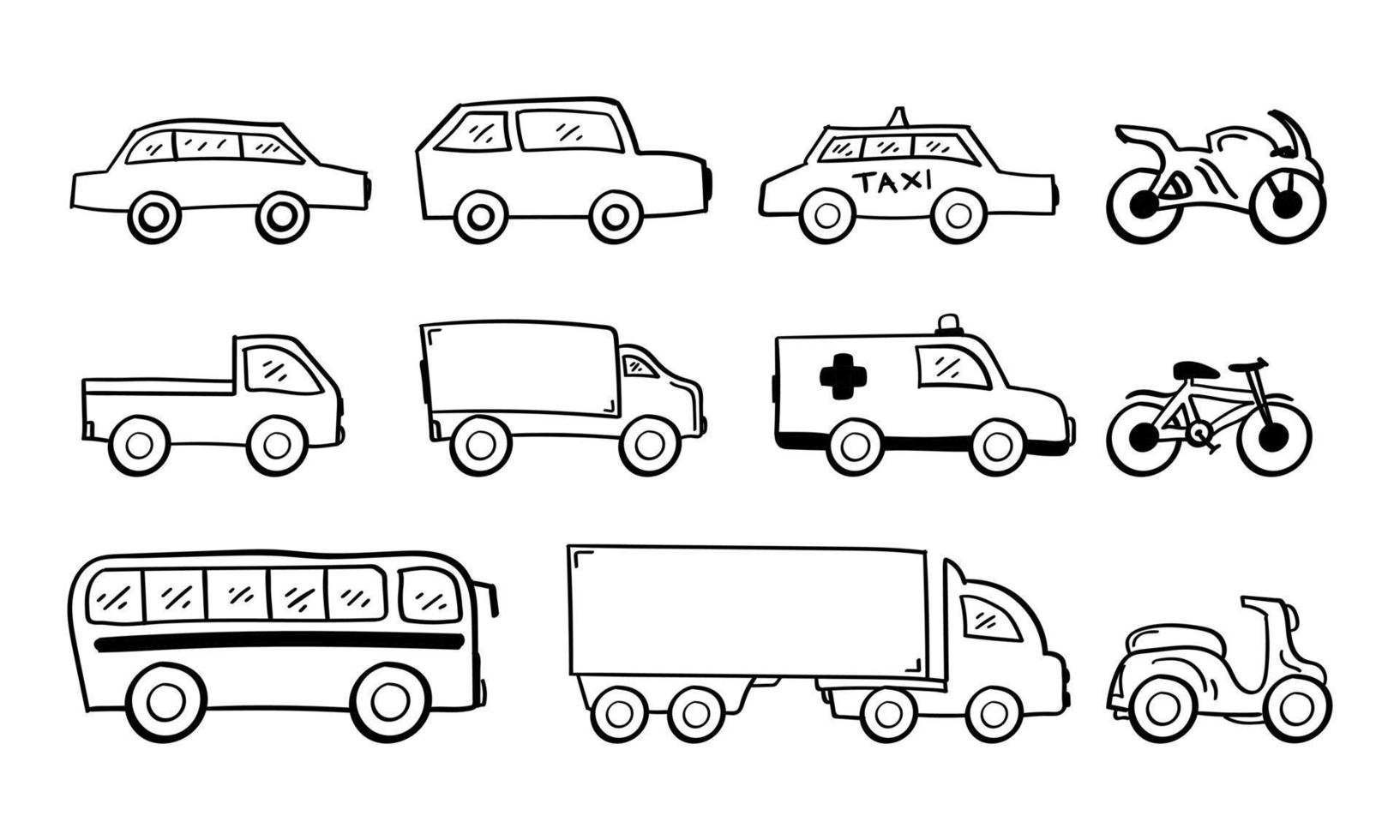 icono de vehículo o transporte dibujado a mano vector