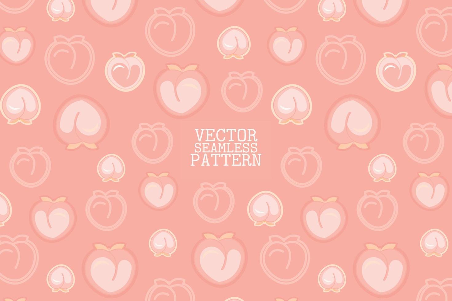 Ilustración de vector de fruta de melocotón en forma de corazón en un patrón de repetición sin costuras de fondo rosa