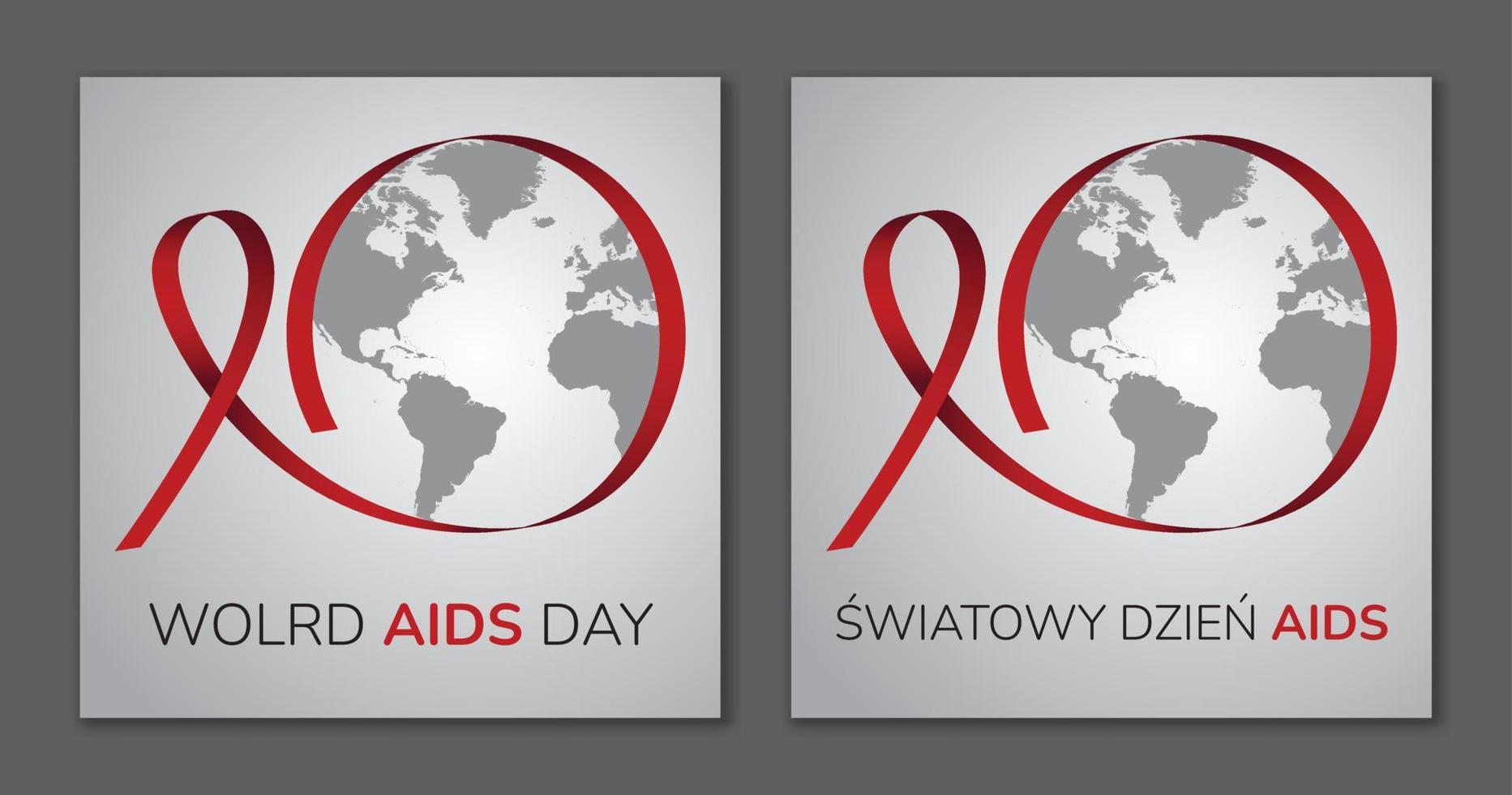 World Aids Day. English and polish. Vector design.