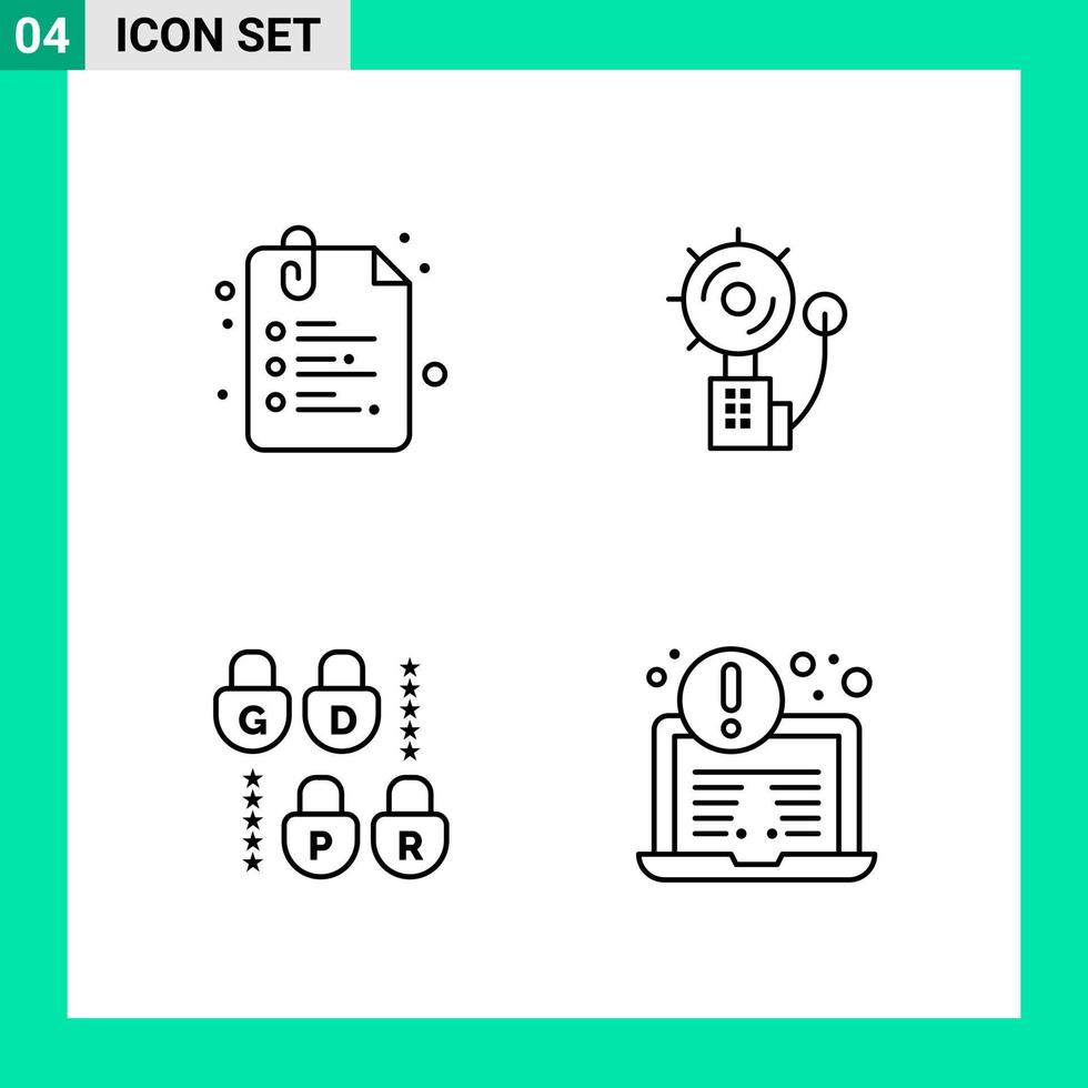Pack of 4 Line Style Icon Set. Outline Symbols for print. Creative Signs Isolated on White Background. 4 Icon Set. vector