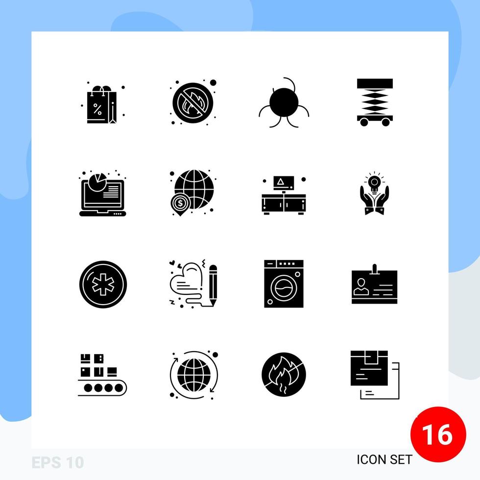 16 Creative Icons Modern Signs and Symbols of analytics report biology analysis scaffolding Editable Vector Design Elements
