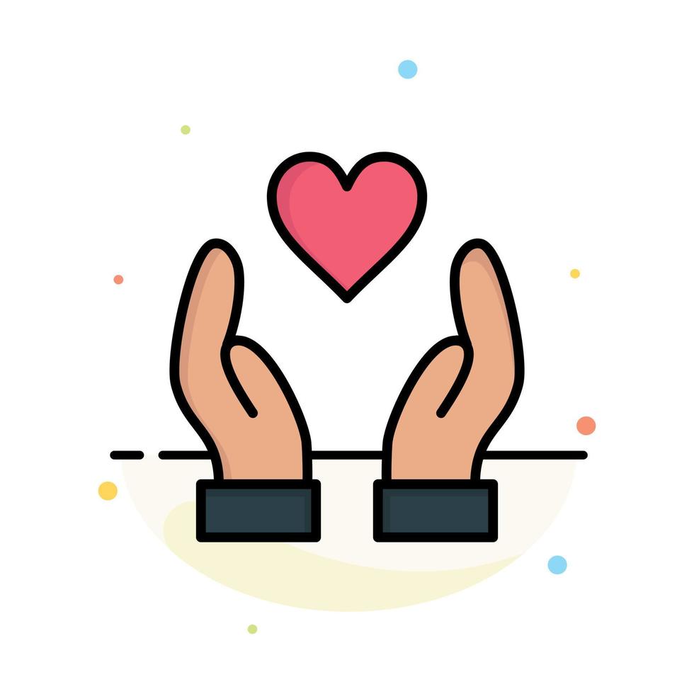 Hand Love Charity Abstract Flat Color Icon Template vector