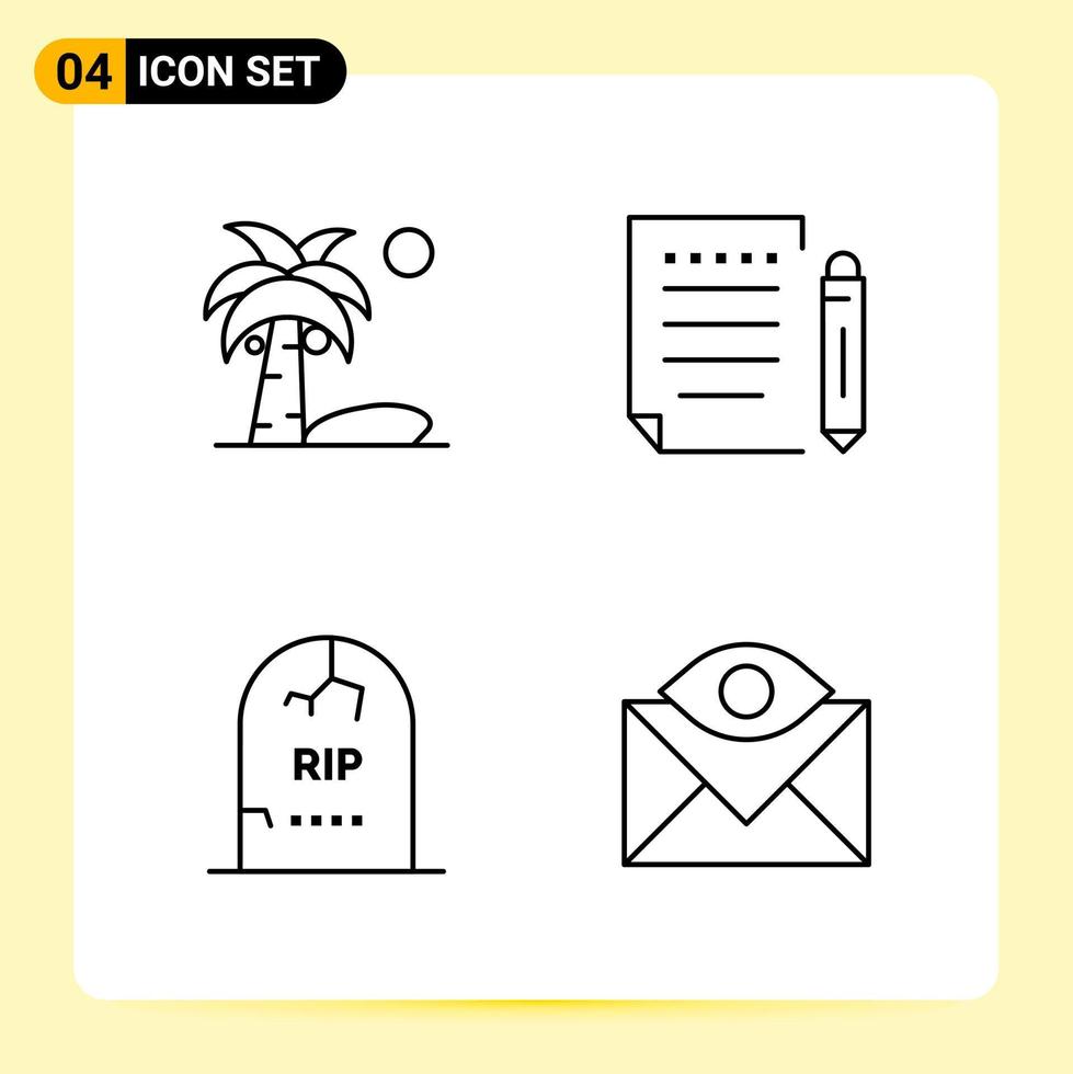 4 Creative Icons for Modern website design and responsive mobile apps 4 Outline Symbols Signs on White Background 4 Icon Pack vector