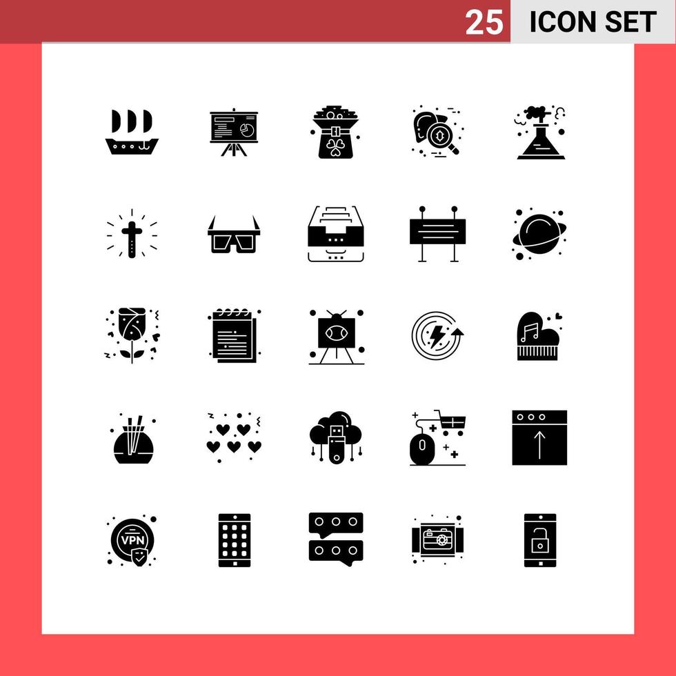 25 iconos creativos, signos y símbolos modernos de pruebas de fábrica, revisión de órganos de monedas, elementos de diseño vectorial editables vector