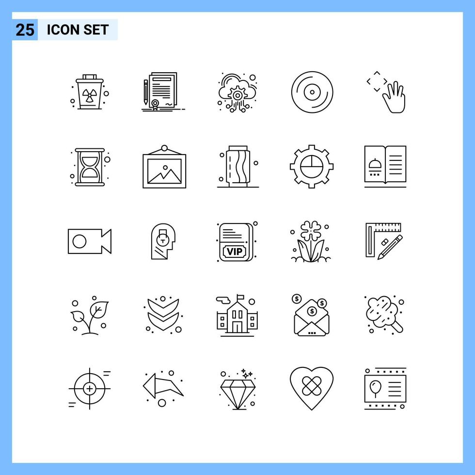 25 Icons Line style Creative Outline Symbols Black Line Icon Sign Isolated on White Background vector