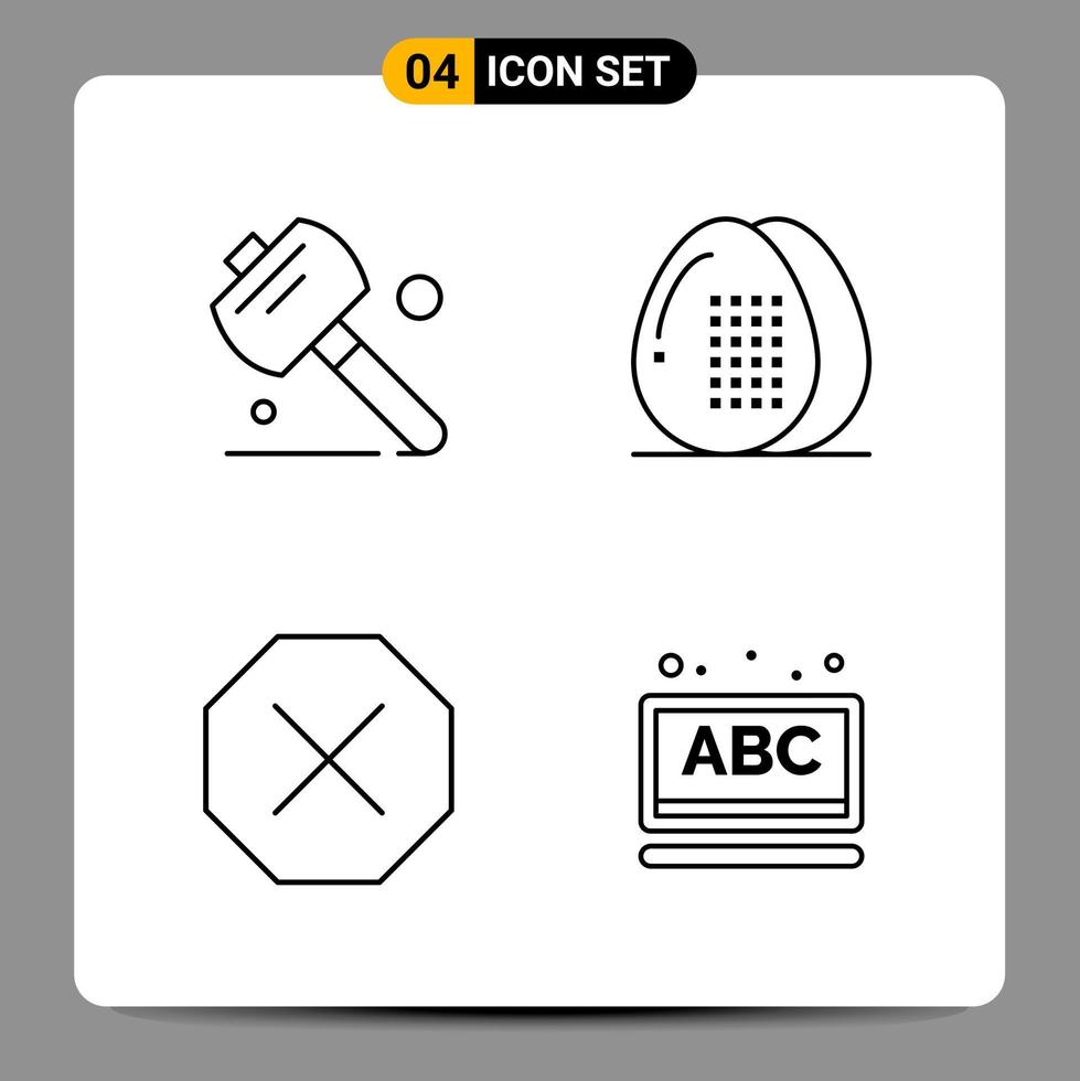 4 símbolos de contorno del paquete de iconos negros para diseños receptivos sobre fondo blanco. 4 iconos establecidos. vector