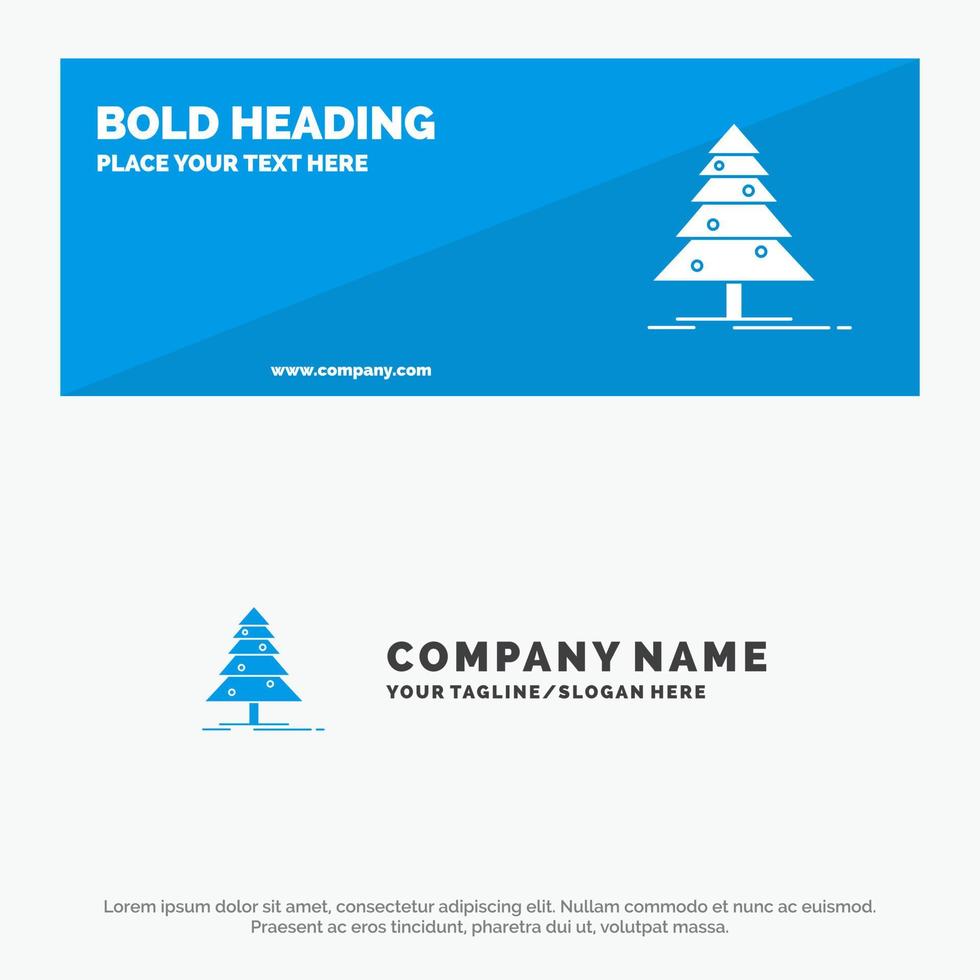 árbol bosque navidad navidad icono sólido sitio web banner y plantilla de logotipo de empresa vector