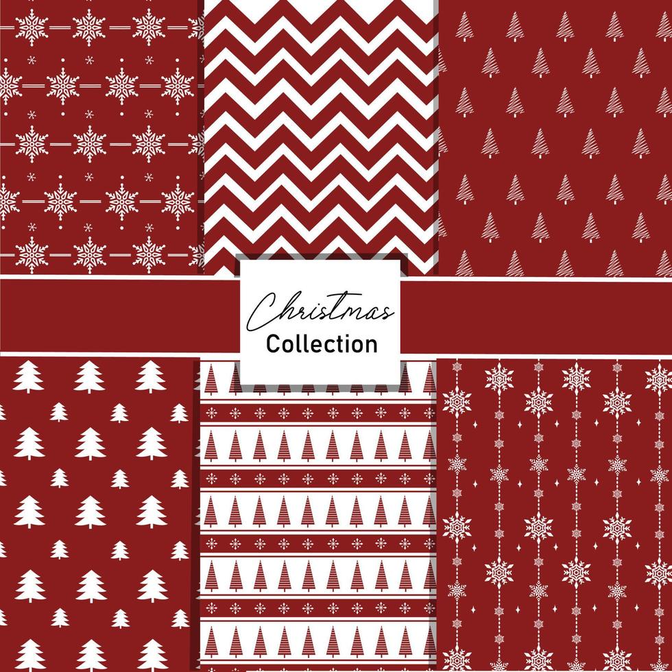 colección de patrones de navidad color rojo, fondo de navidad, fondo abstracto, decoración de navidad vector