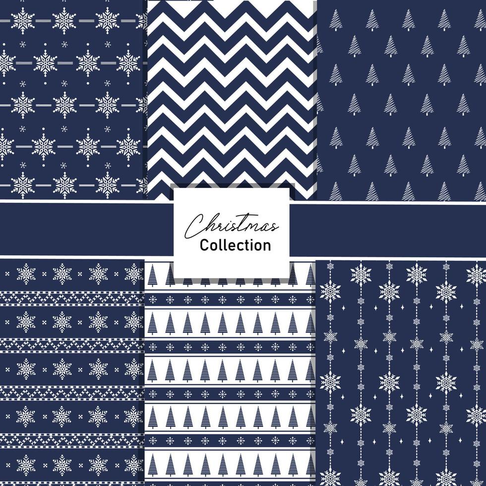 Christmas Pattern Collection Navy Blue color, Christmas Background vector