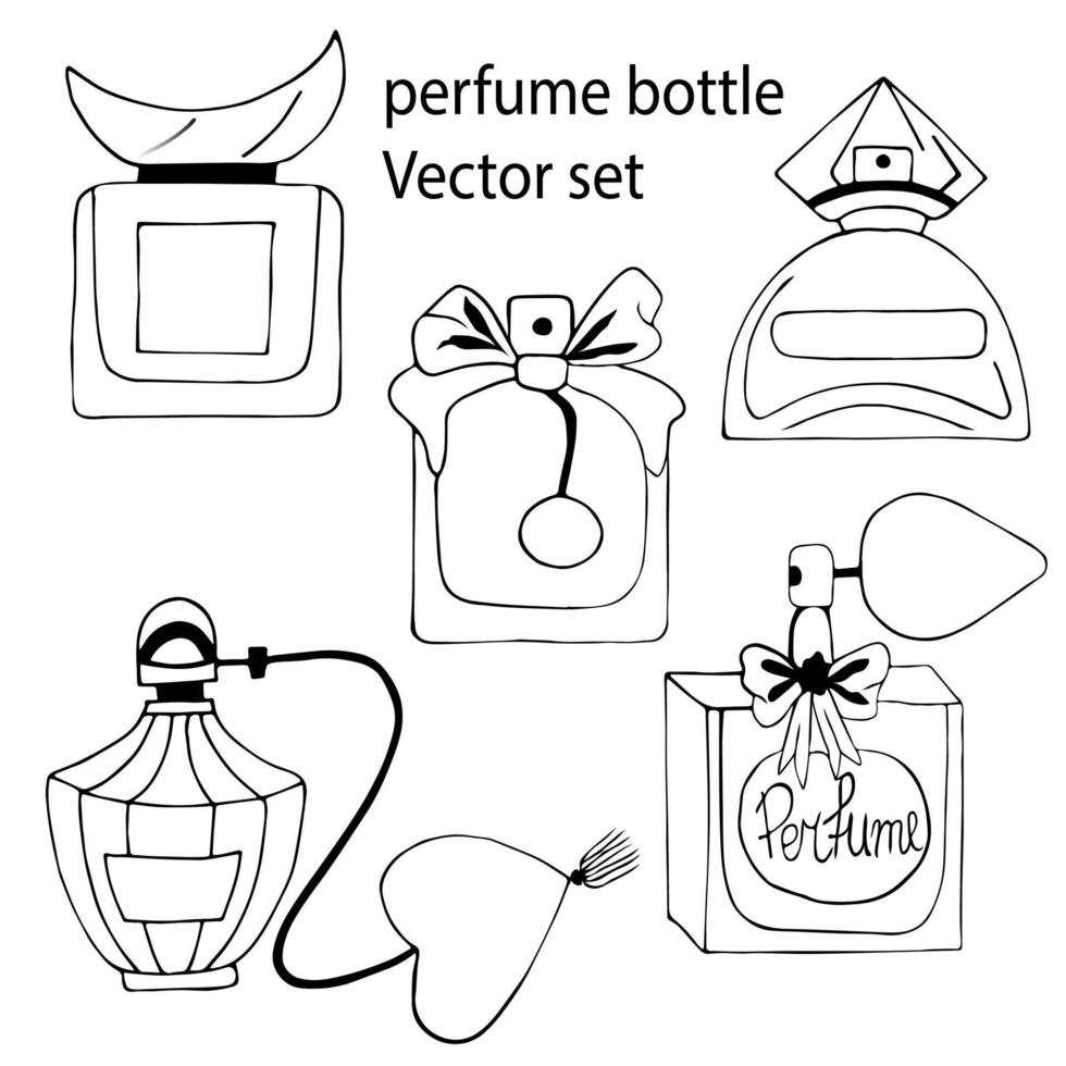 spray vintage viejo aerosol perfume esencia en contenedor frasco botella de vidrio  perfume con bomba nube burbuja fragancia retro concepto icono contorno  color negro vector ilustración estilo plano imagen 5155262 Vector en