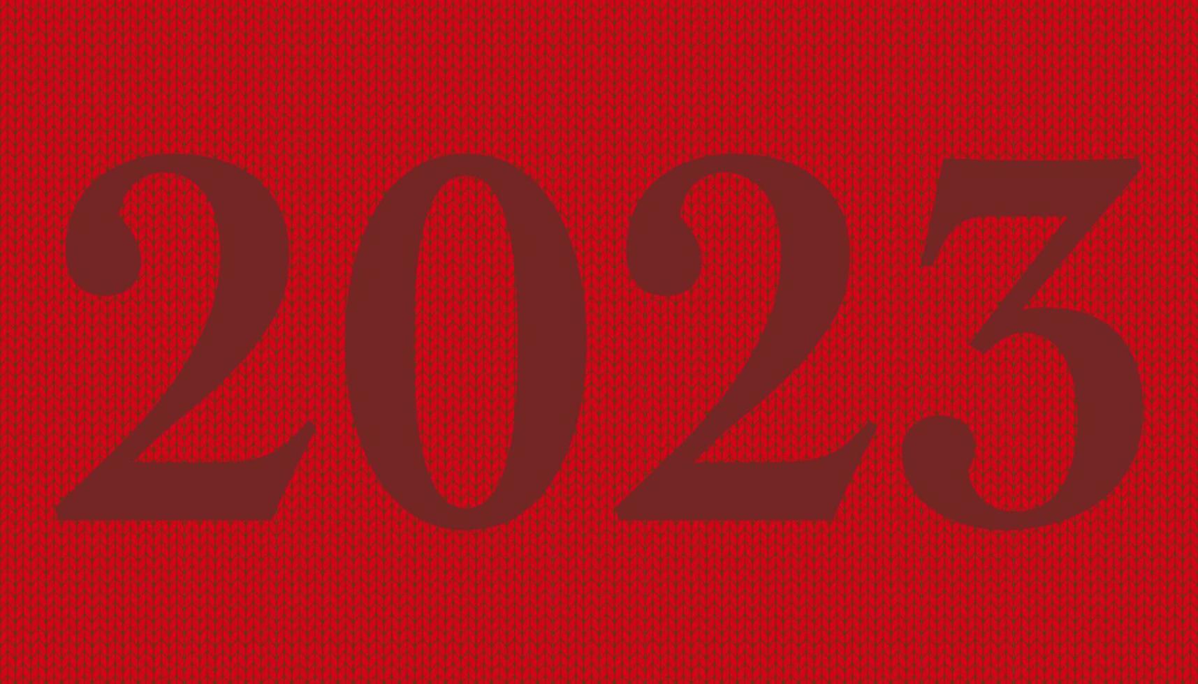 A set of number 2023, the year of the lords with knitting pattern on the background. Concept about anniversaries, yearly, celebrating and etc. vector