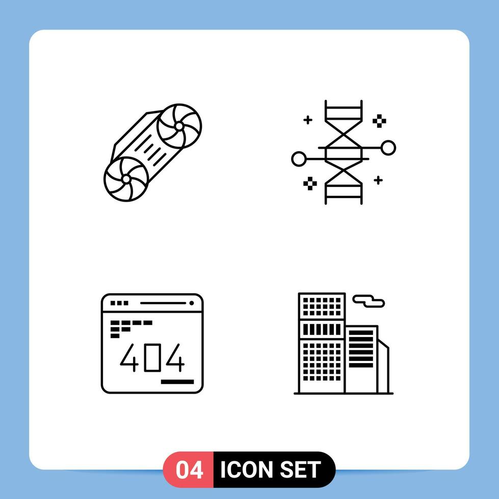 Line Pack of 4 Universal Symbols of radio development chromosome genetic modification web Editable Vector Design Elements