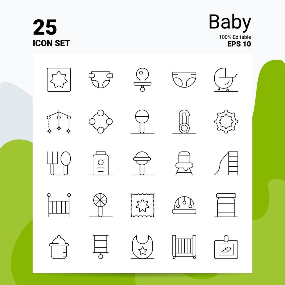 25 conjunto de iconos de bebé 100 archivos eps 10 editables concepto de logotipo de empresa ideas diseño de icono de línea vector