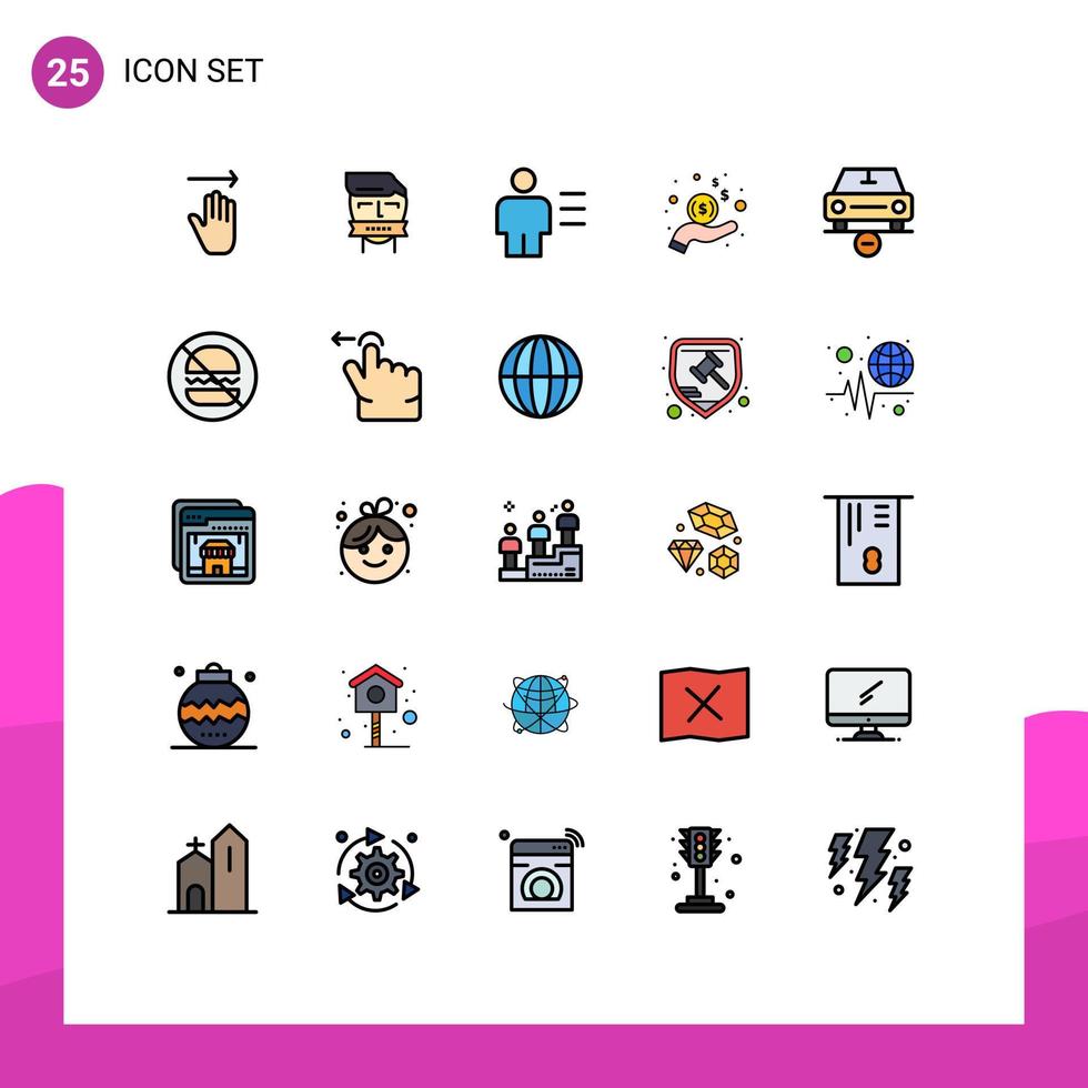 paquete de iconos de vector de stock de 25 signos de línea y símbolos para ingresos en dólares terrorismo detalles de mano elementos de diseño de vector editables