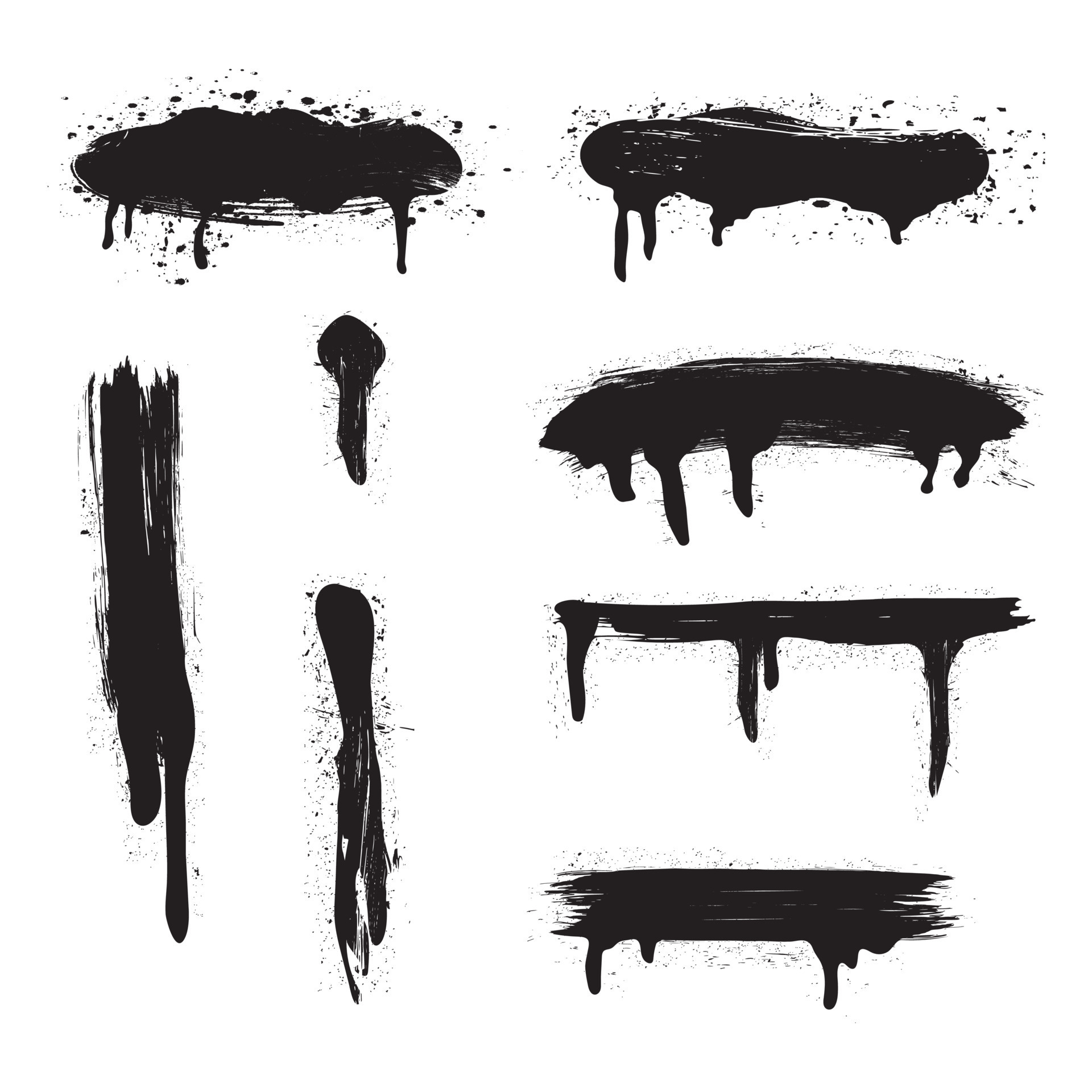 collection of spray and drip lines. black grunge brushes 14829726