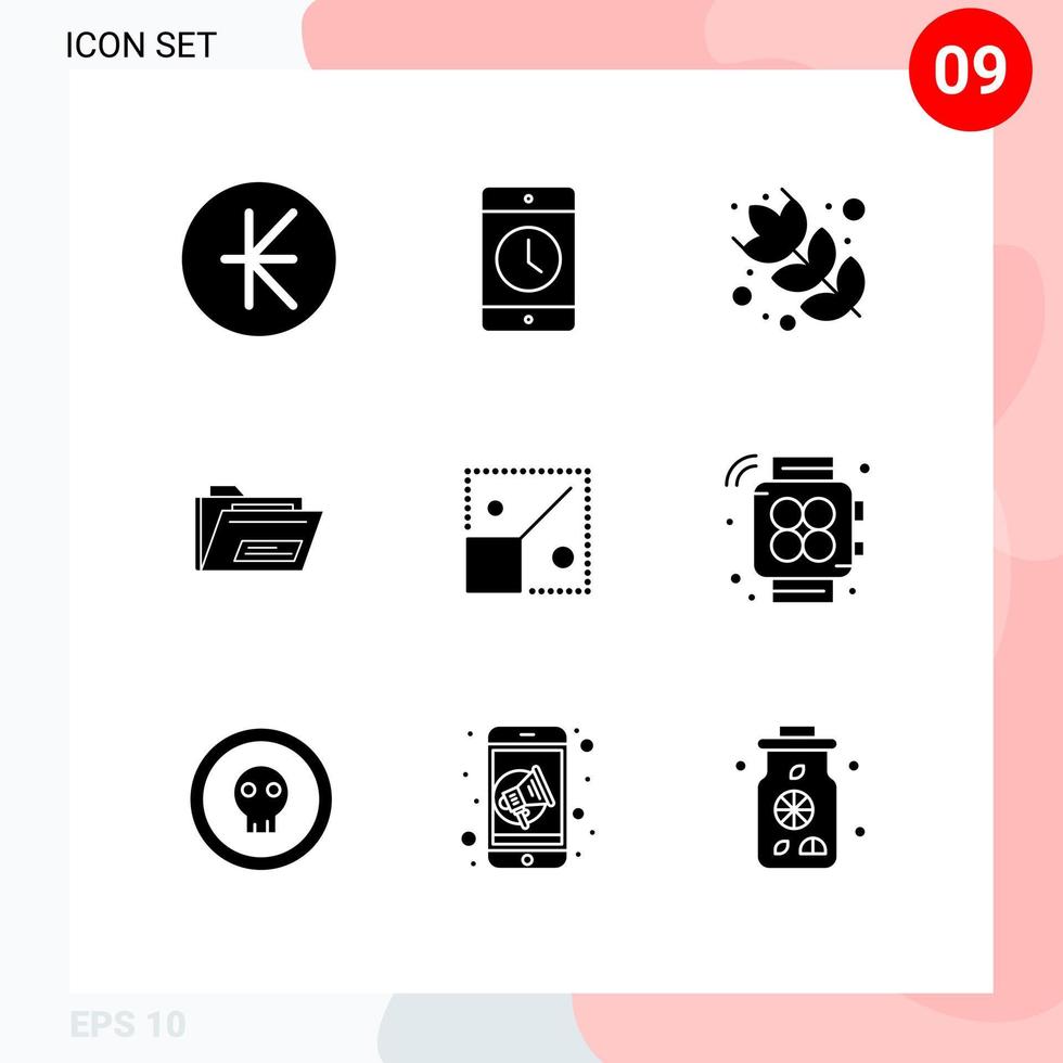 9 Solid Glyph concept for Websites Mobile and Apps resize rar smartphone zip folder Editable Vector Design Elements