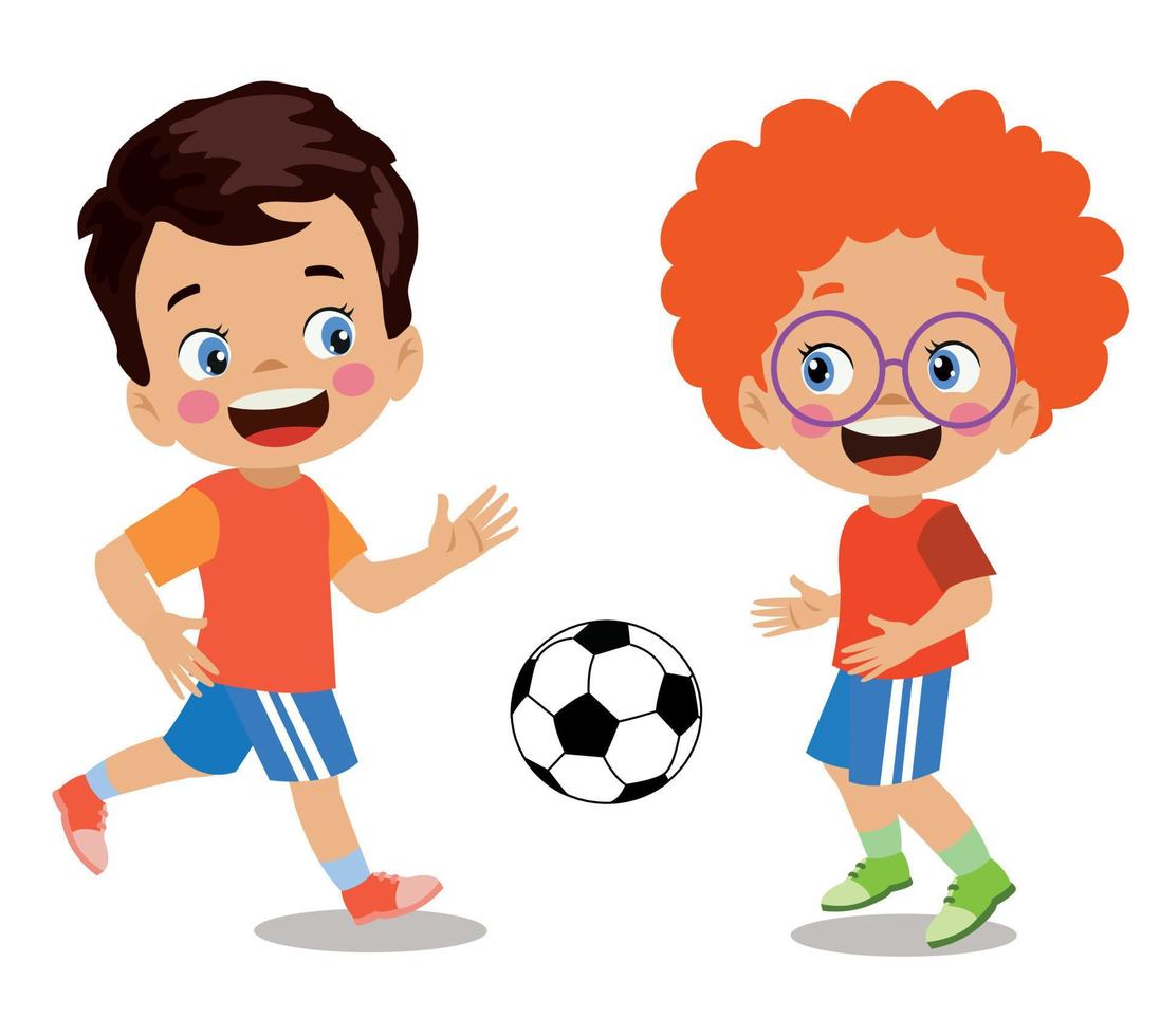 cute boy playing with soccer ball vector