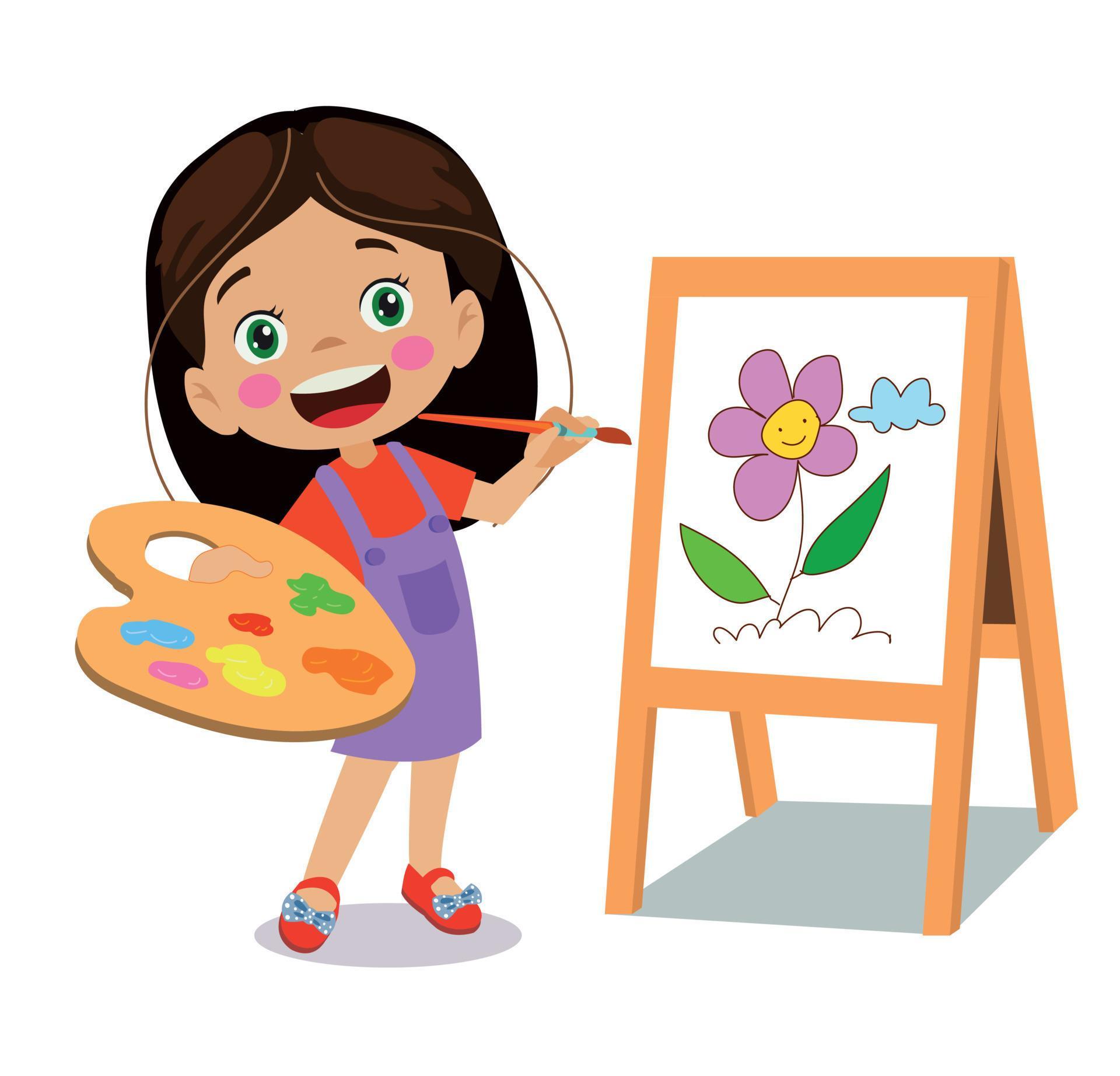 cute painter boy painting colour 14829847 Vector Art at Vecteezy