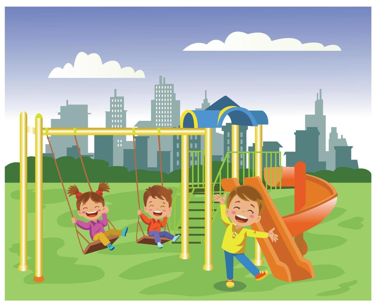 Happy Children Playing vector