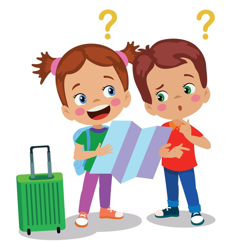 cute boy asking for address vector