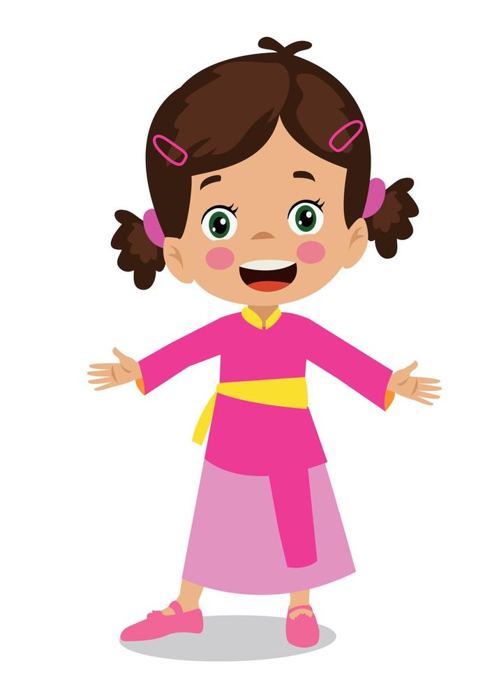 cute girl dressed in japanese clothes vector