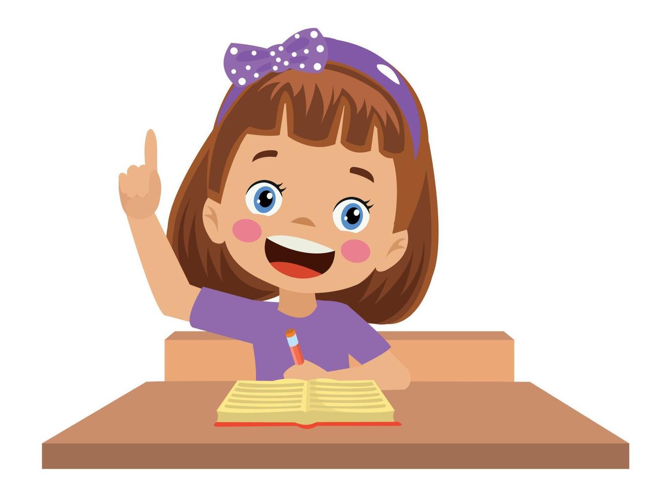 Hardworking Cute Boy Raising Finger Class vector