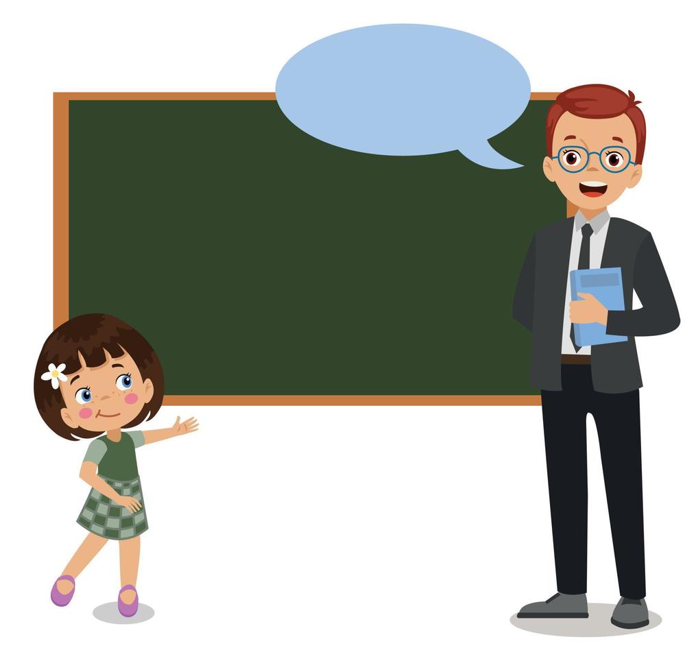 classroom teacher and cute students vector