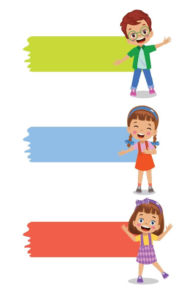 cute kids and colorful benners vector