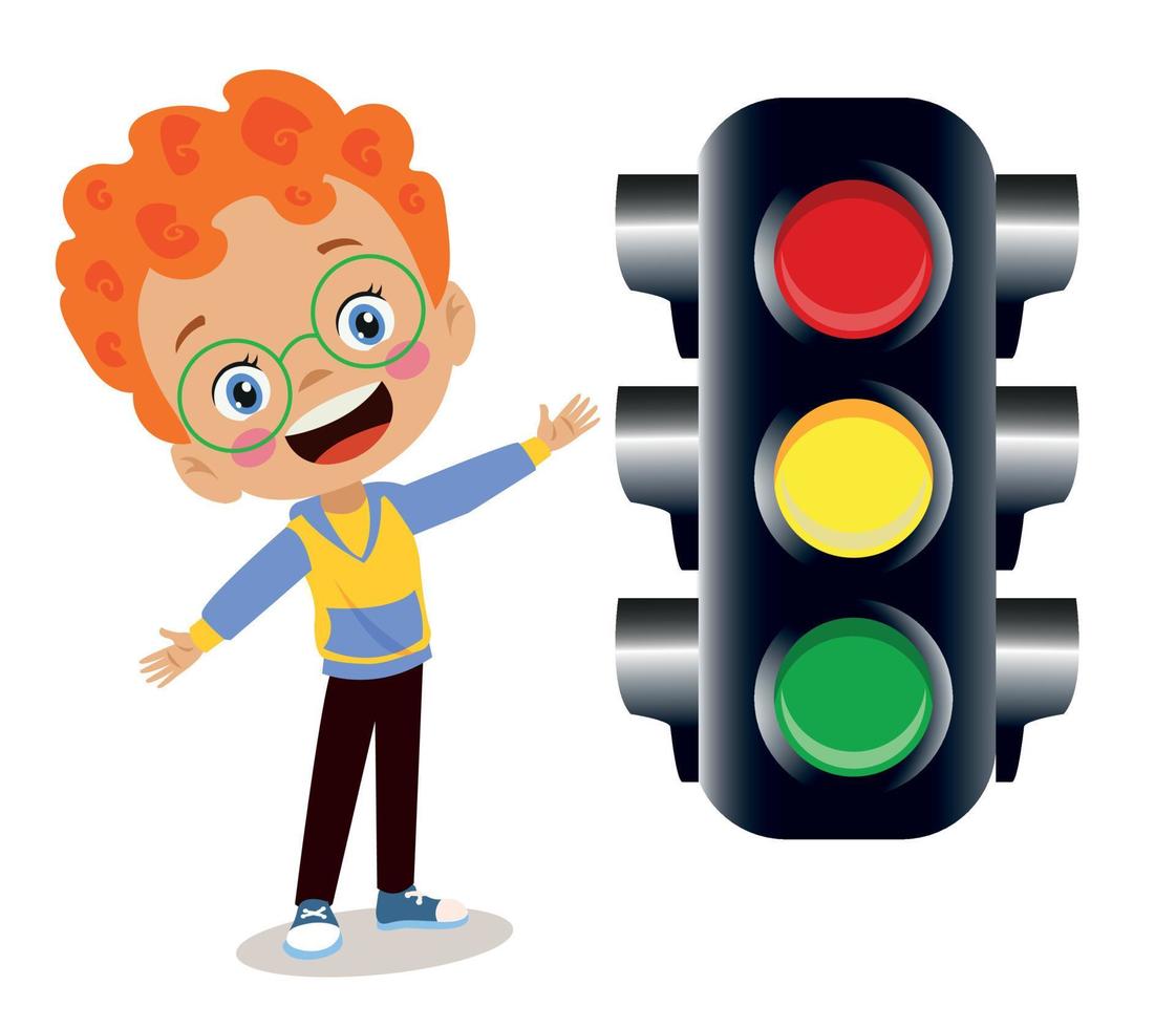 traffic lights pedestrian on the sidewalk vector