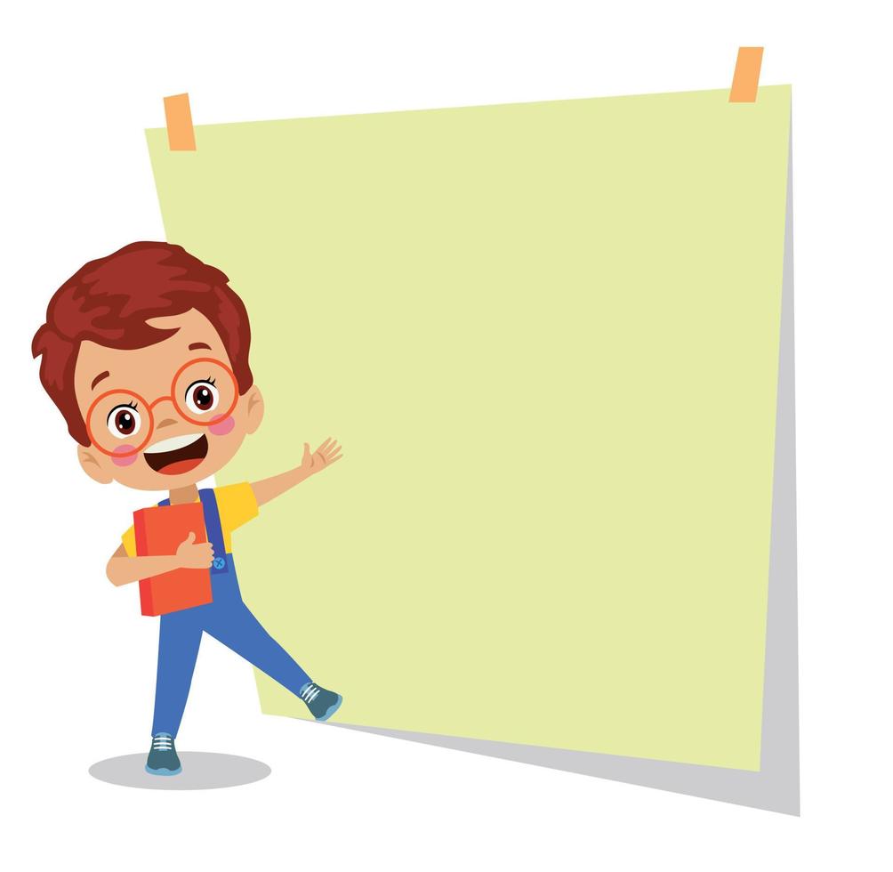 Your text here cute boy holding note paper vector