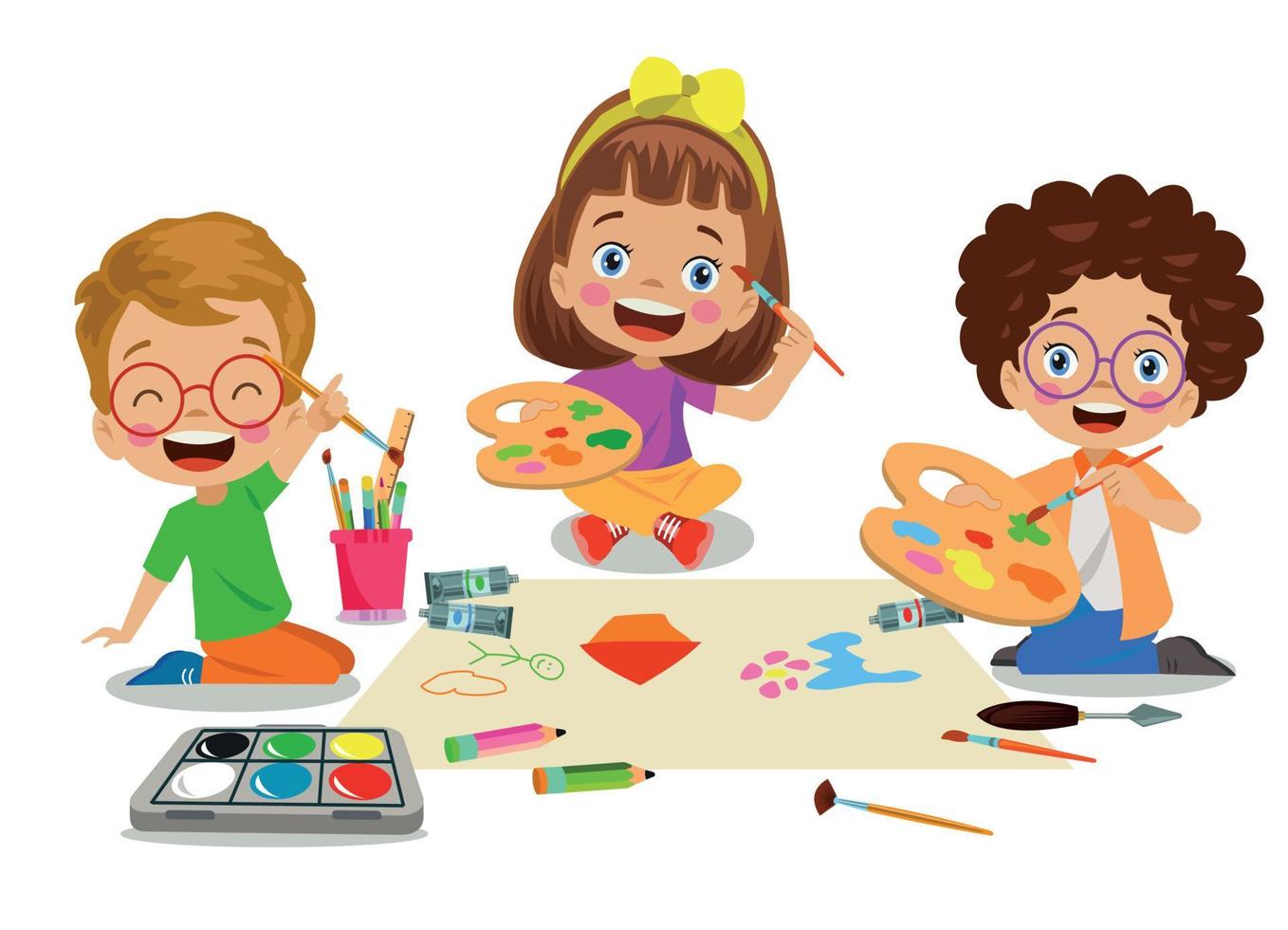 cute kids painting in class 14830115 Vector Art at Vecteezy