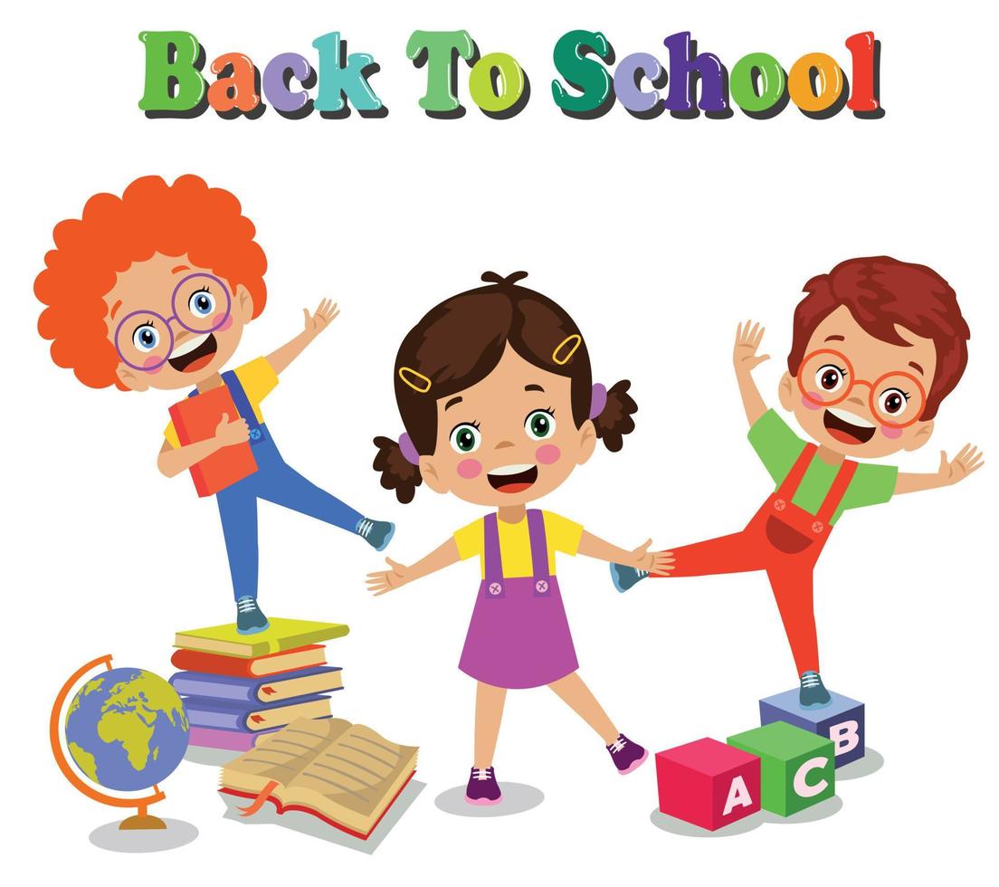 back to school cute and happy students are in class vector
