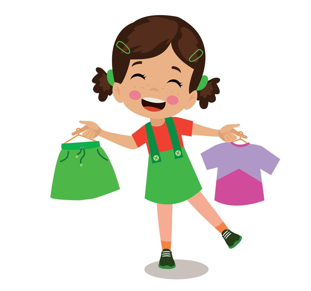 cute happy boy choosing clothes vector