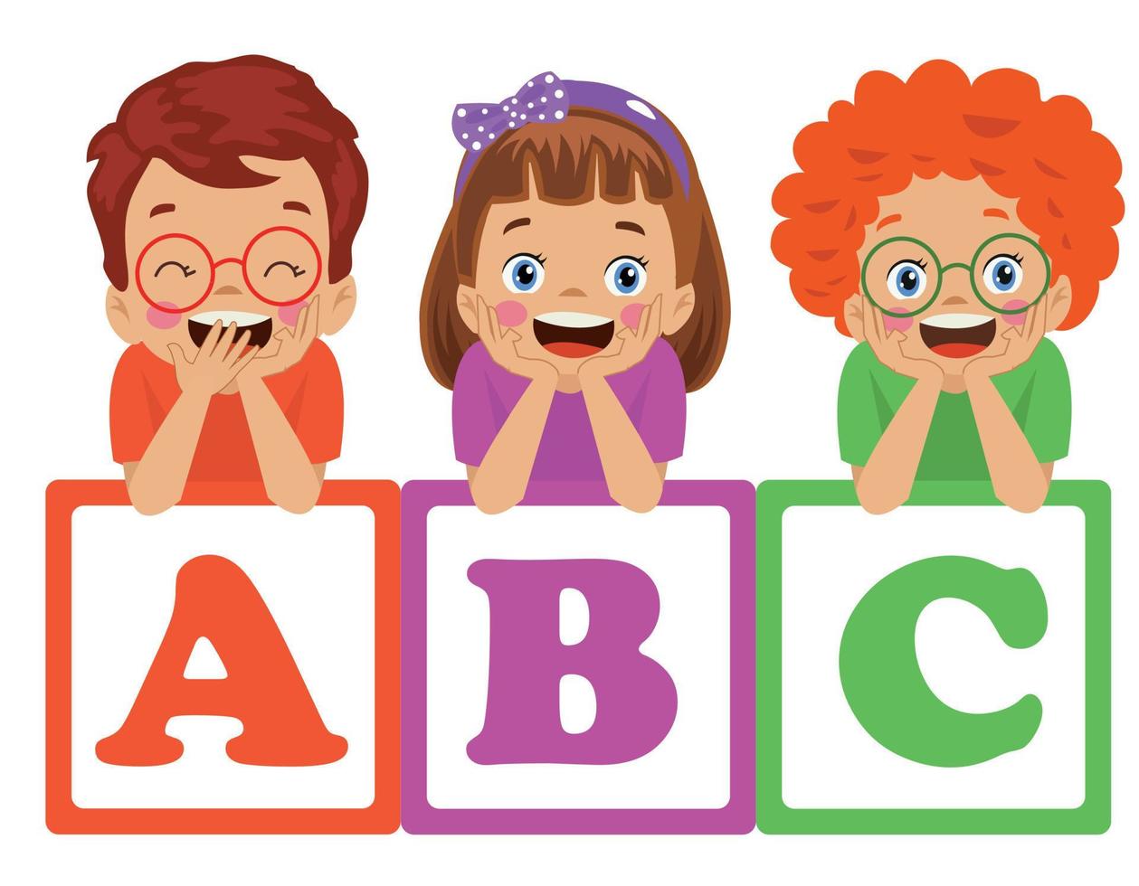 letter cubes and cute kids vector