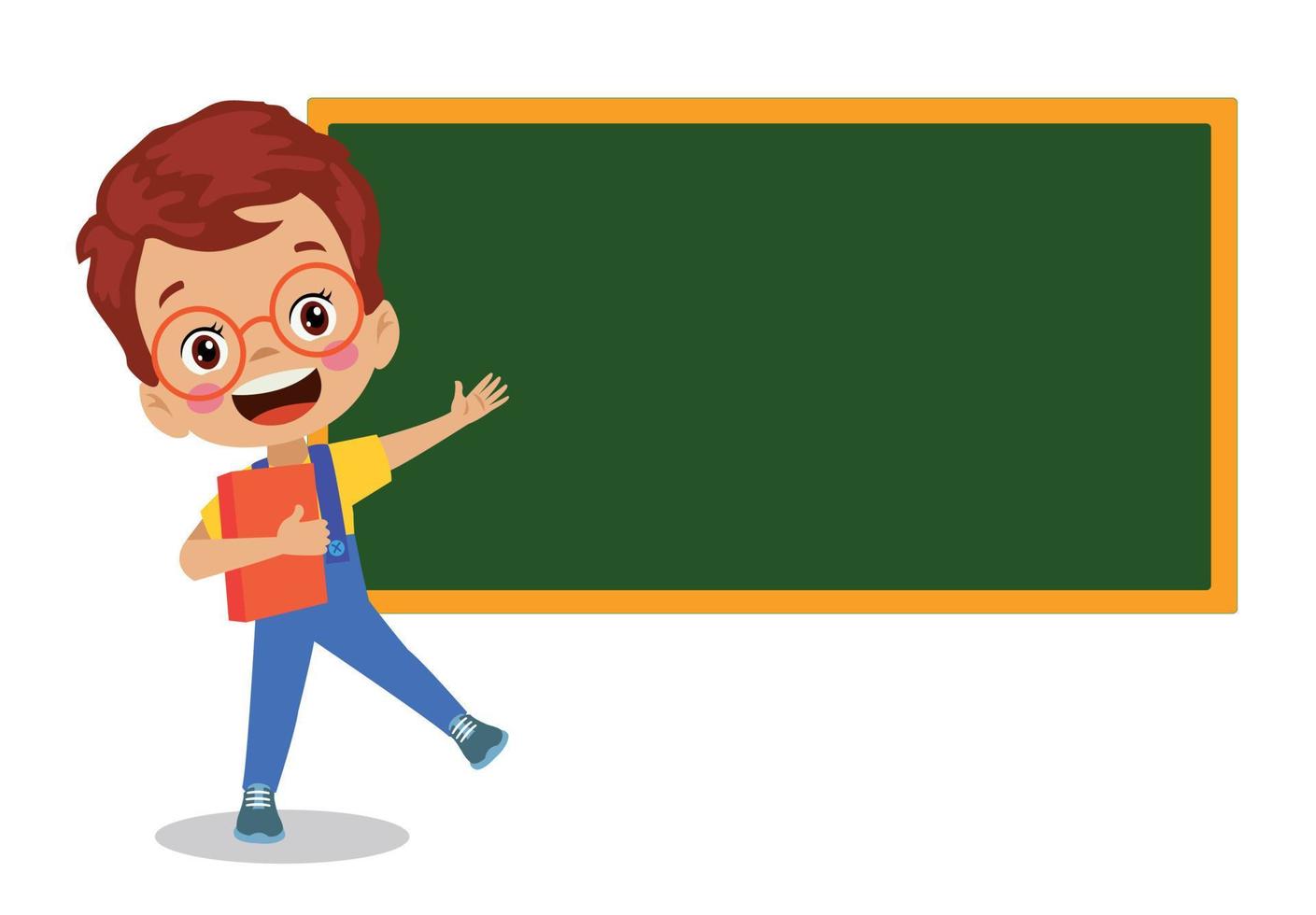 cute boy pointing at the classroom board vector