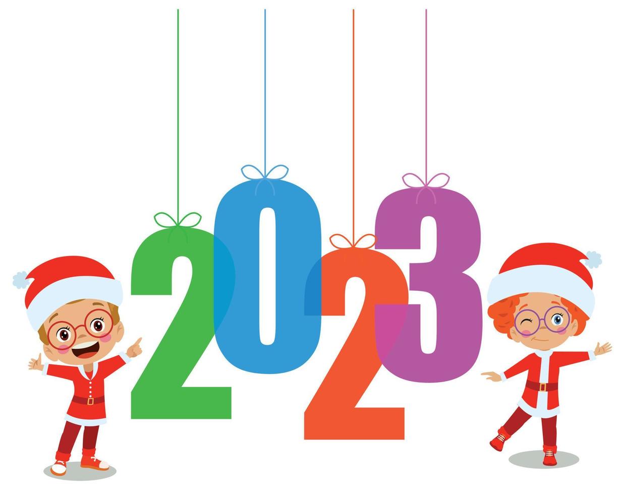 new year and happy kids vector