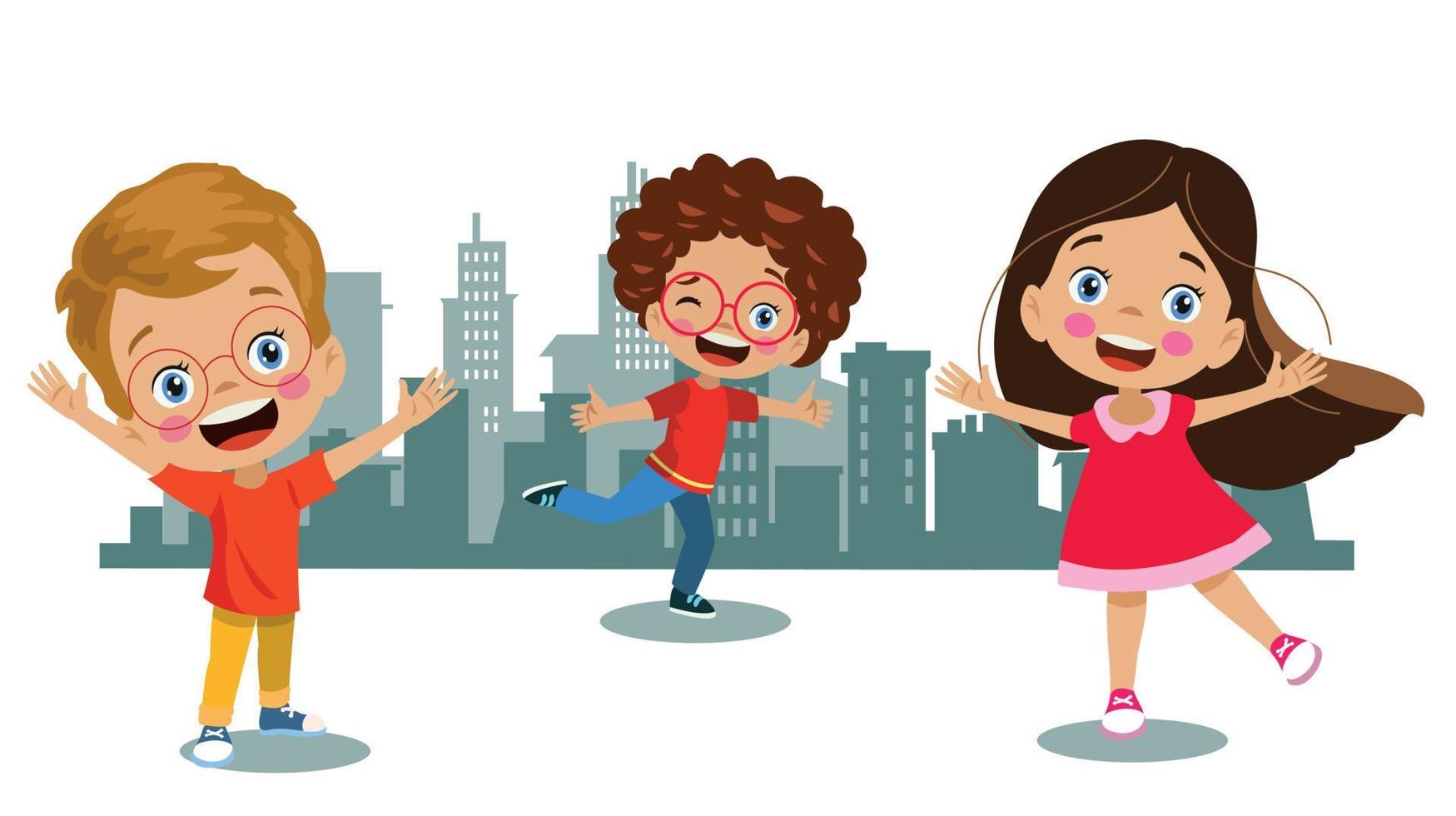 city big city and and cute kids vector