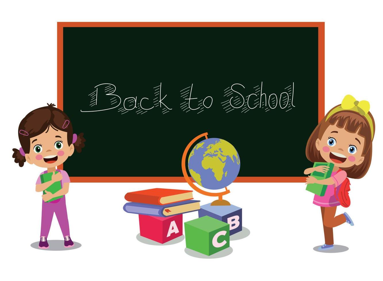 back to school cute and happy students are in class vector