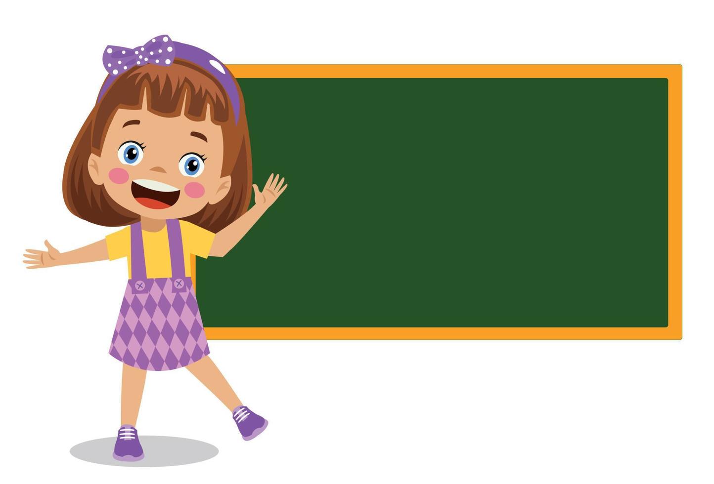 cute boy pointing at the classroom board vector