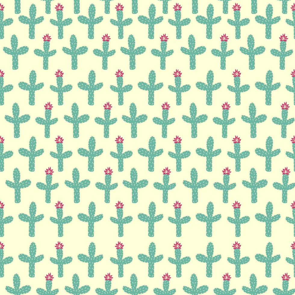 seamless pattern with different cactus. Bright repeated texture with green cacti. Natural background with desert plants vector