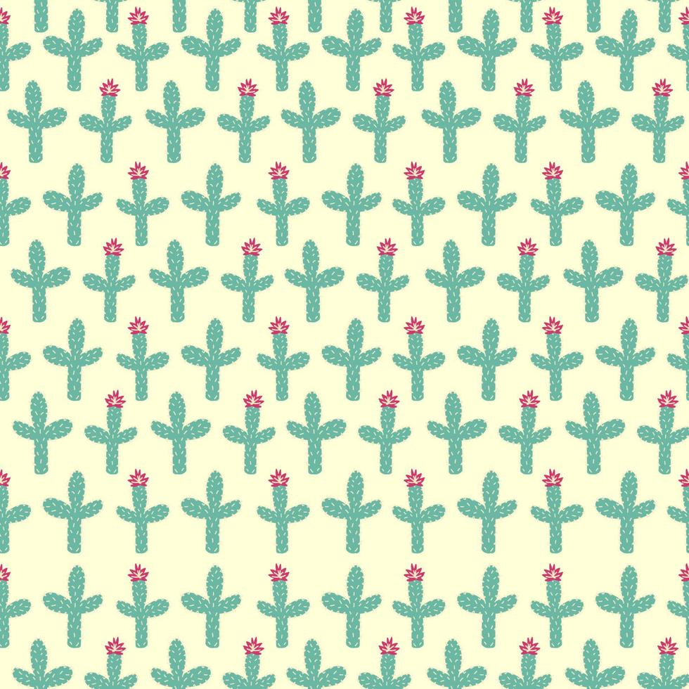 seamless pattern with different cactus. Bright repeated texture with green cacti. Natural background with desert plants vector