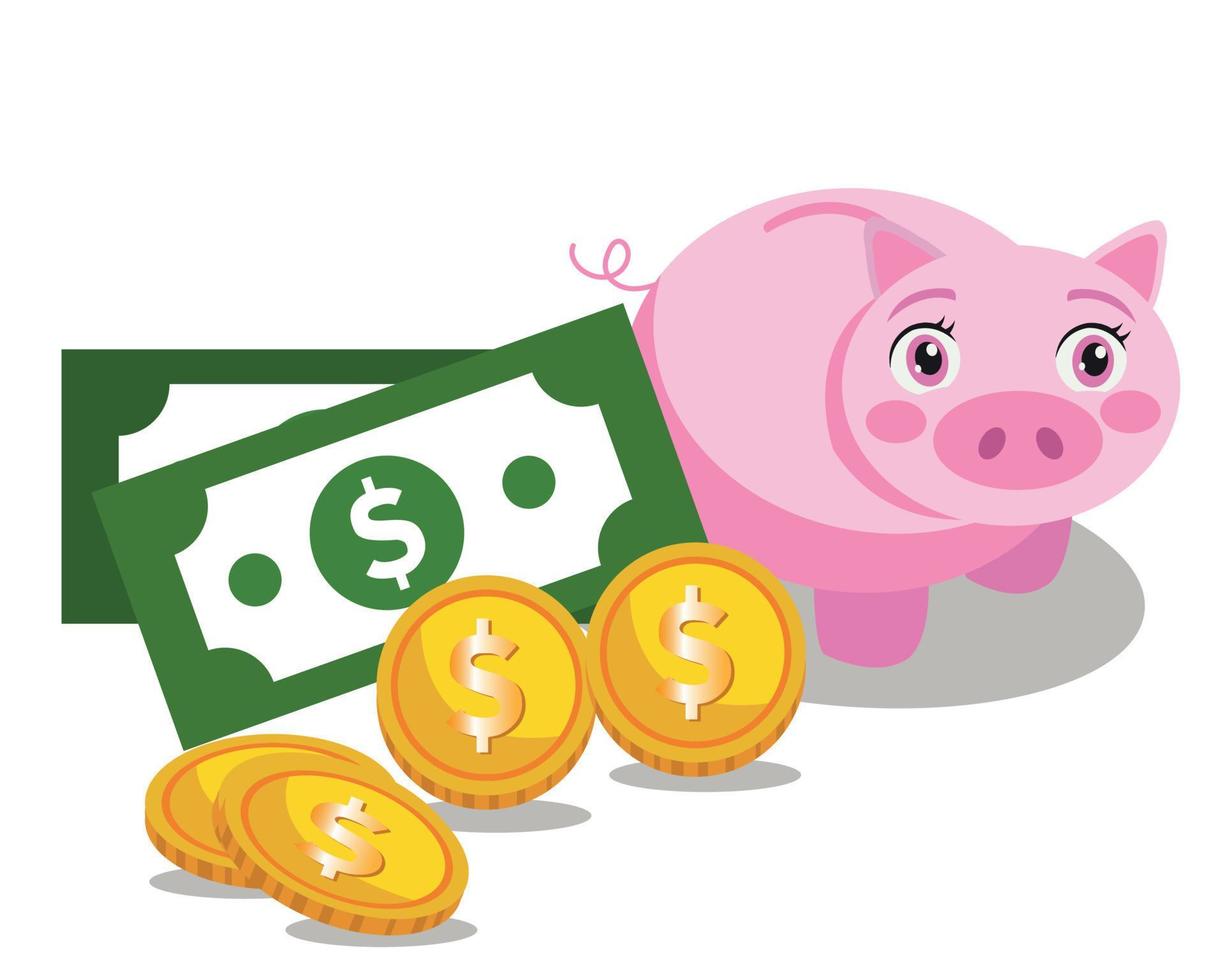 cute happy boy holding money vector