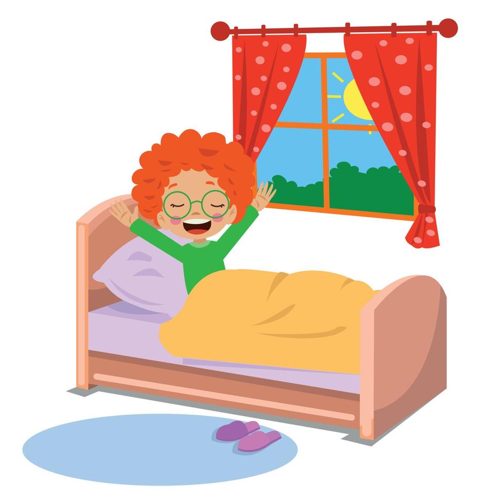 cute kid waking up in the morning 14830380 Vector Art at Vecteezy
