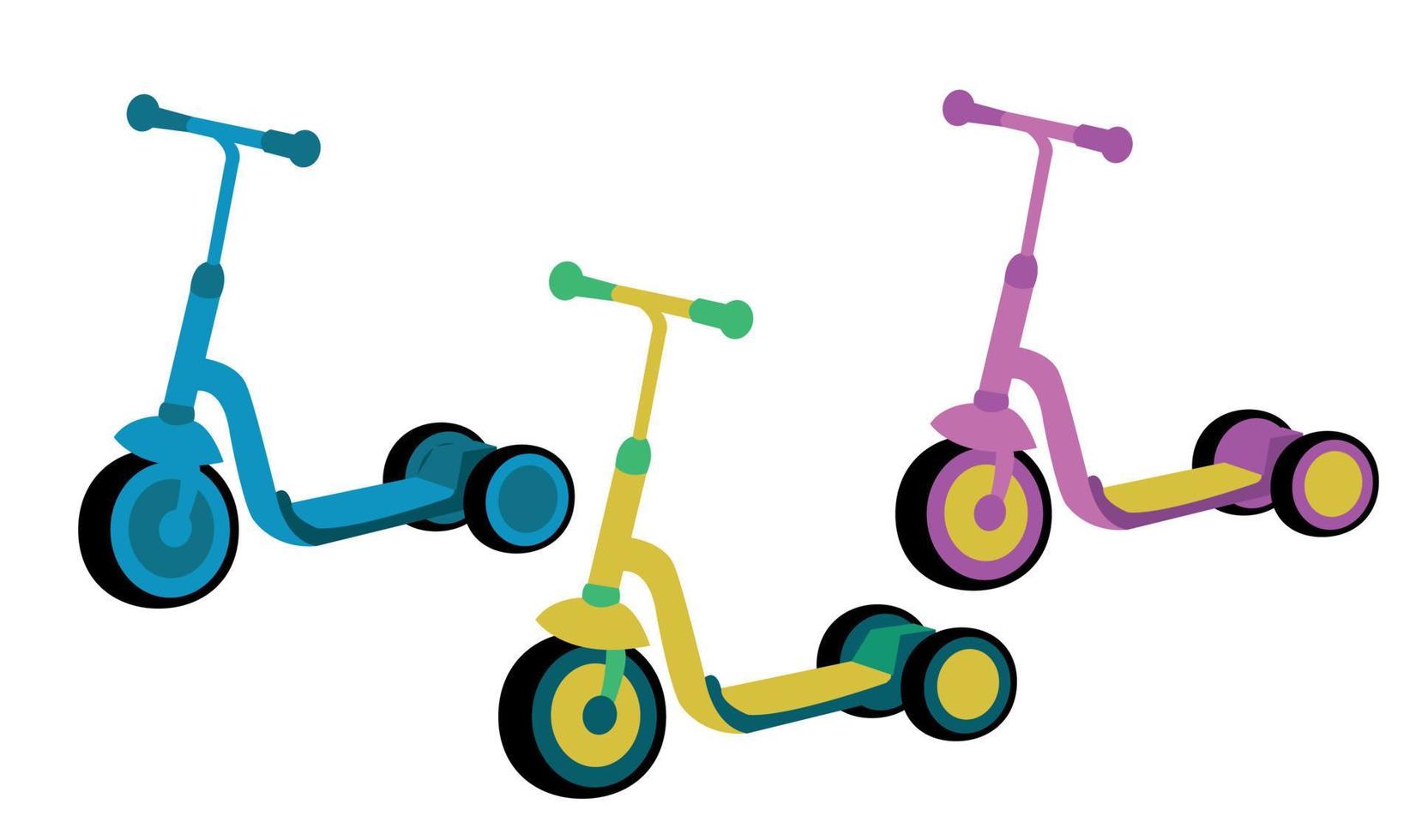 lindos scooters en diferentes colores vector