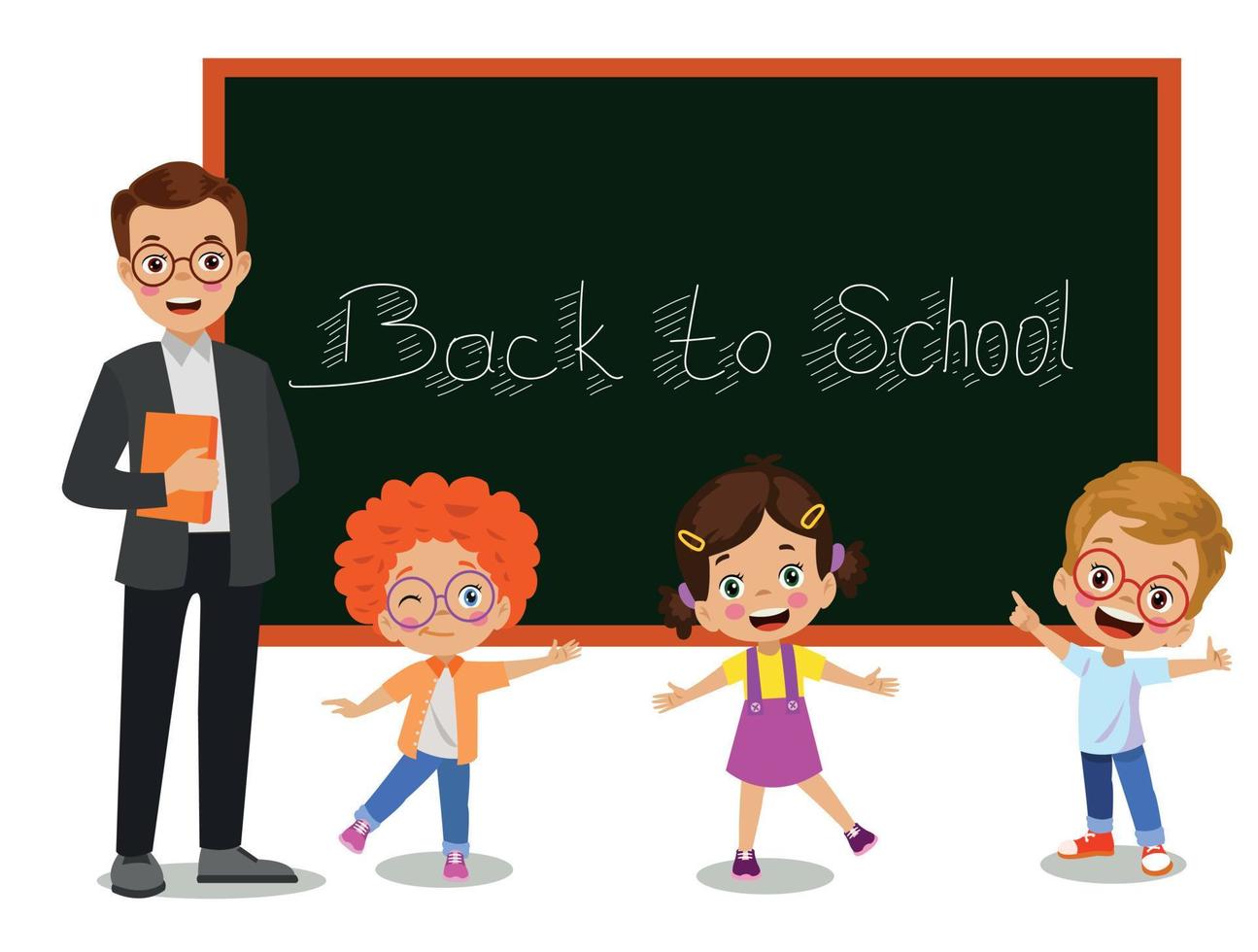 back to school cute and happy students are in class vector