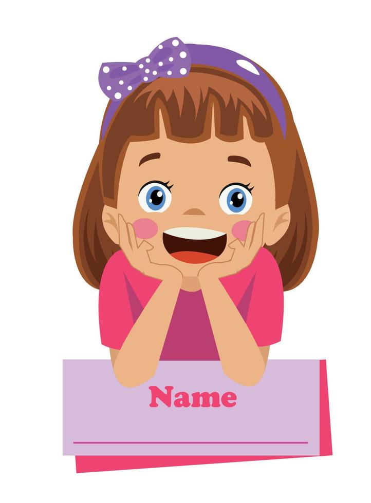 name writing card and cute boy vector