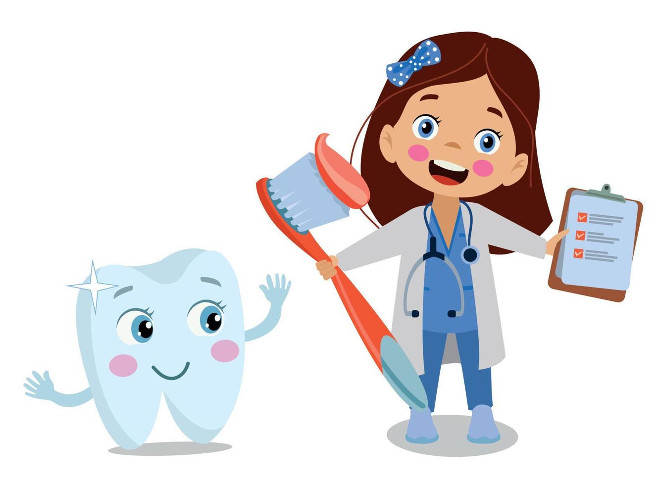 Cute Little Boy and Girl Brushing Teeth with Toothpaste and Toothbrush vector